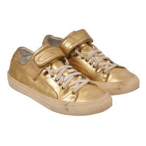 Pierre Hardy Womens Low Top Strap Sneakers Size US8 EU38 Gold Leather Trainers